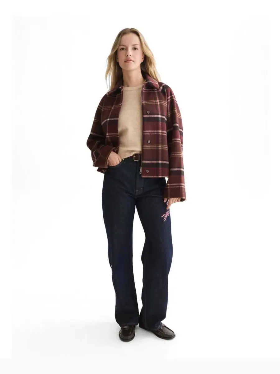 Жакет-рубашка в клетку Women's Checked Short Jacket SCOTCH & SODA — изображение 2 из 5, шоколадный