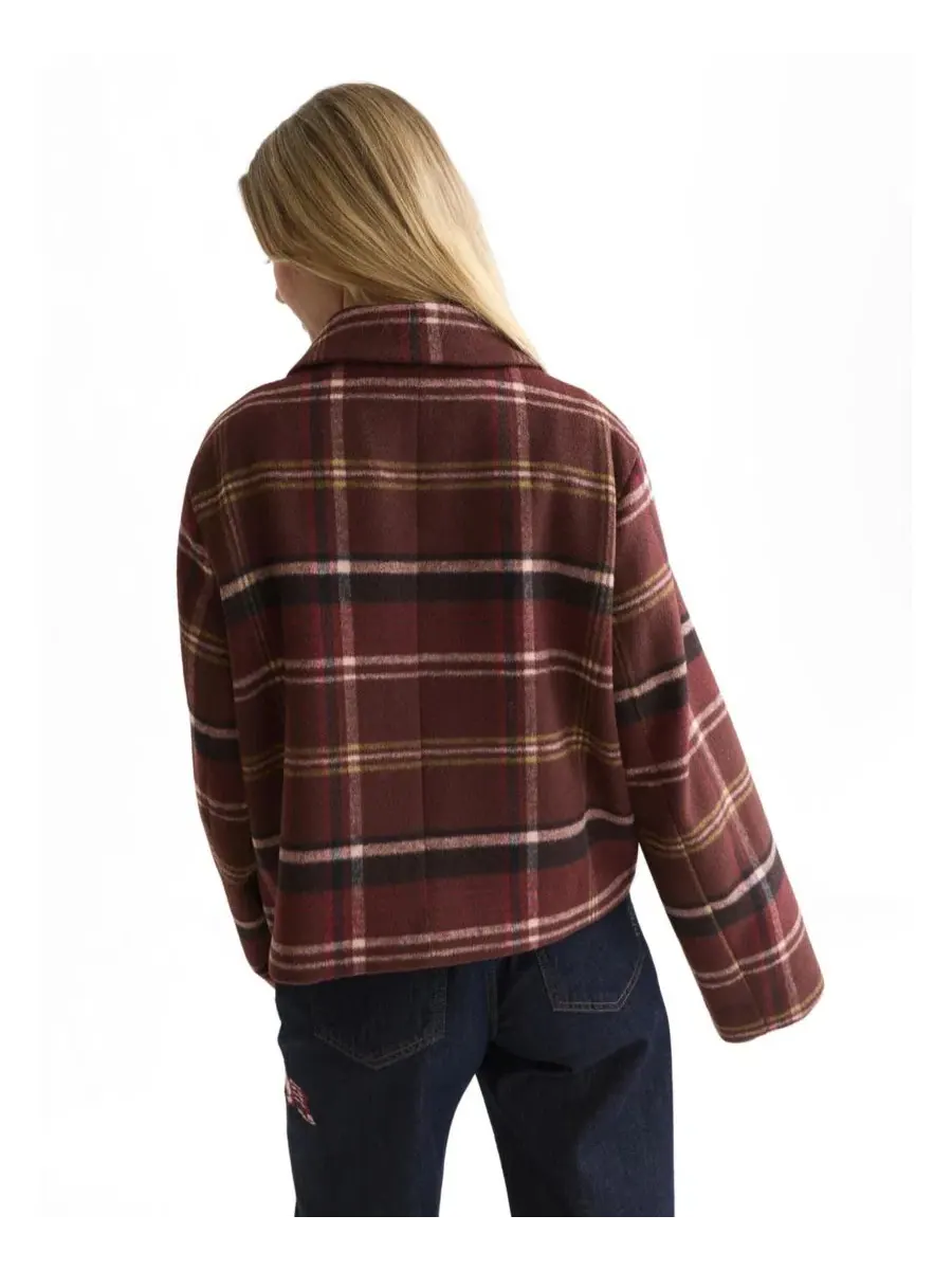 Жакет-рубашка в клетку Women's Checked Short Jacket SCOTCH & SODA — изображение 3 из 5, шоколадный