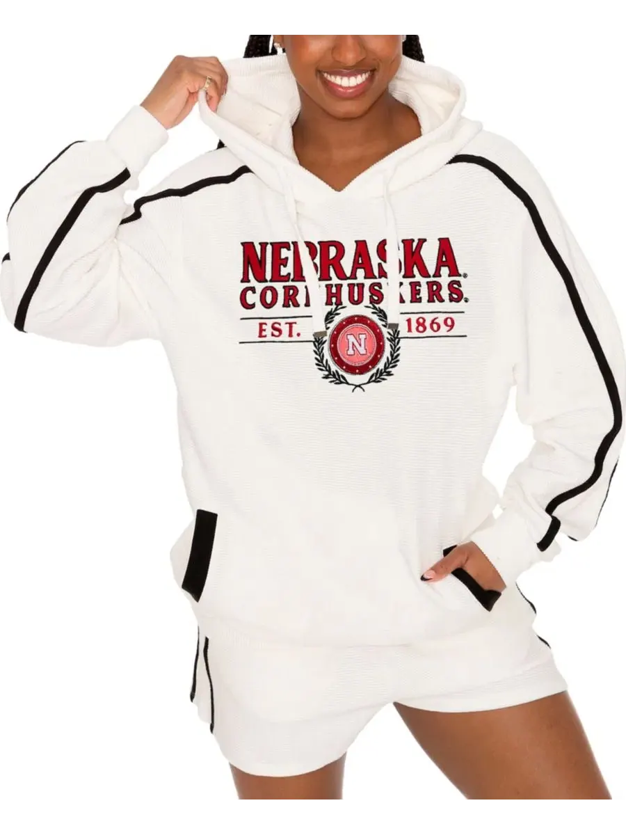 Комплект из худи и шорт с принтом Nebraska Huskers, с длинным рукавом Gameday Couture — бежевый