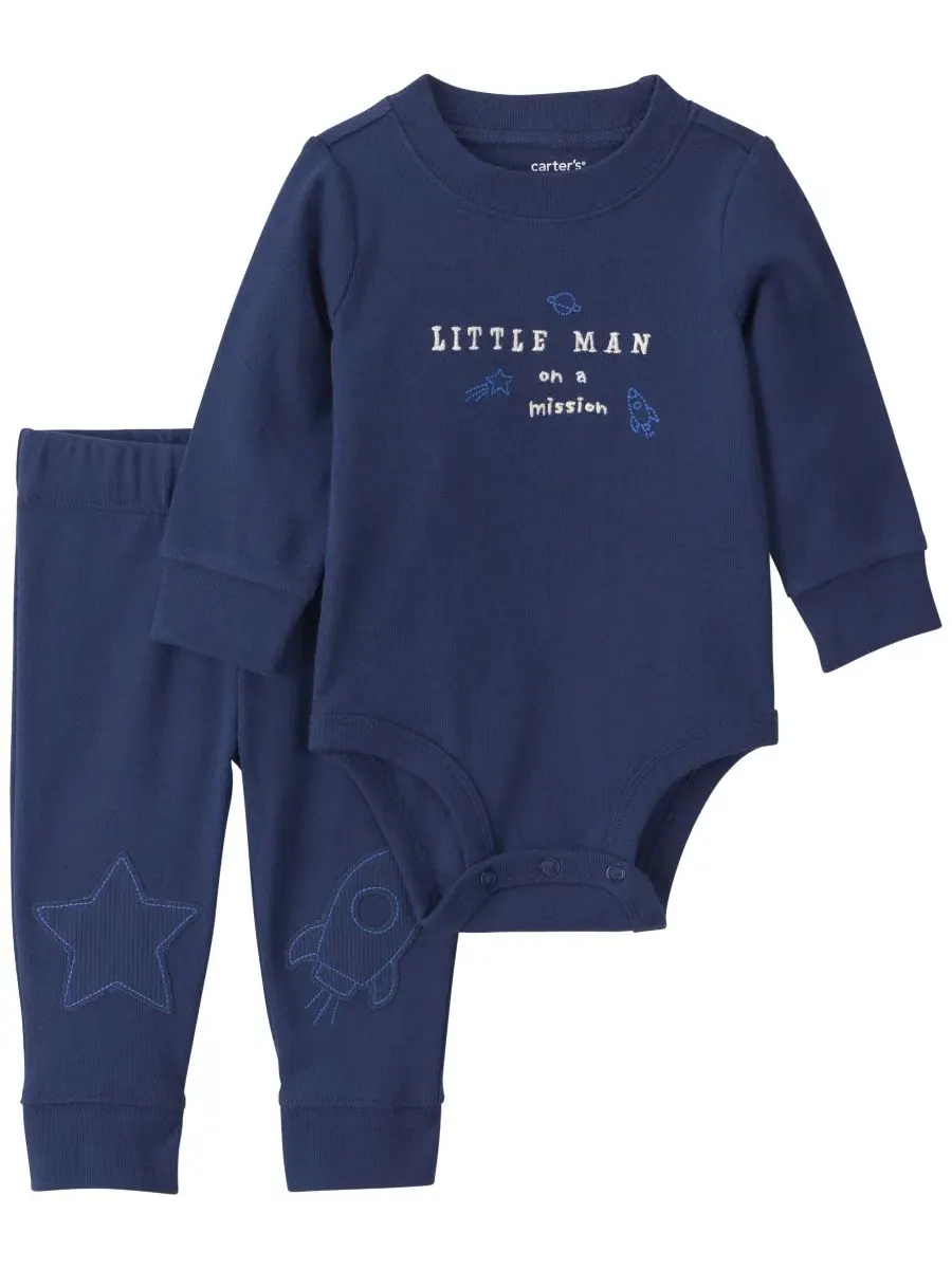 Комплект из боди и брюк с длинным рукавом Little Man On A Mission Space Carter's