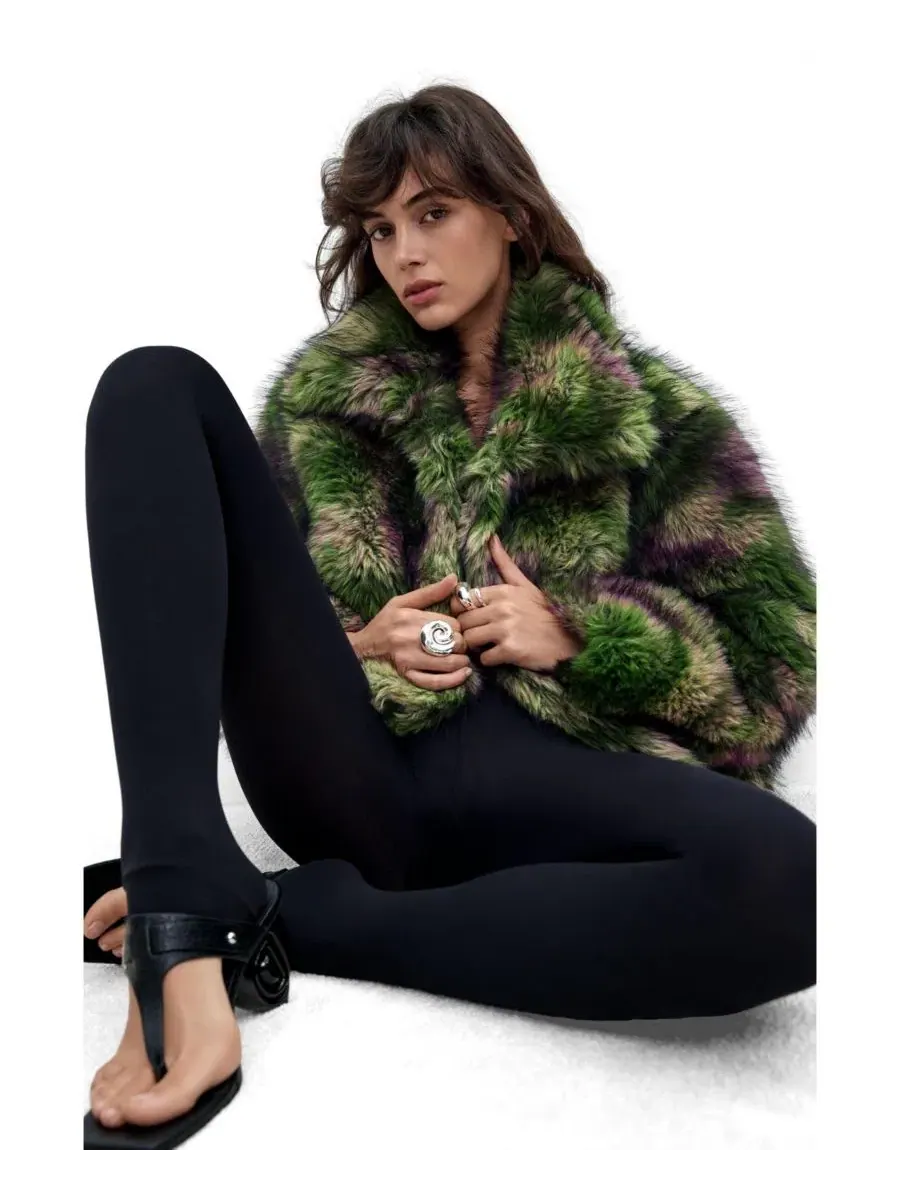 Пальто из искусственного меха с принтом Lacroix Desigual — изображение 6 из 6, зеленый