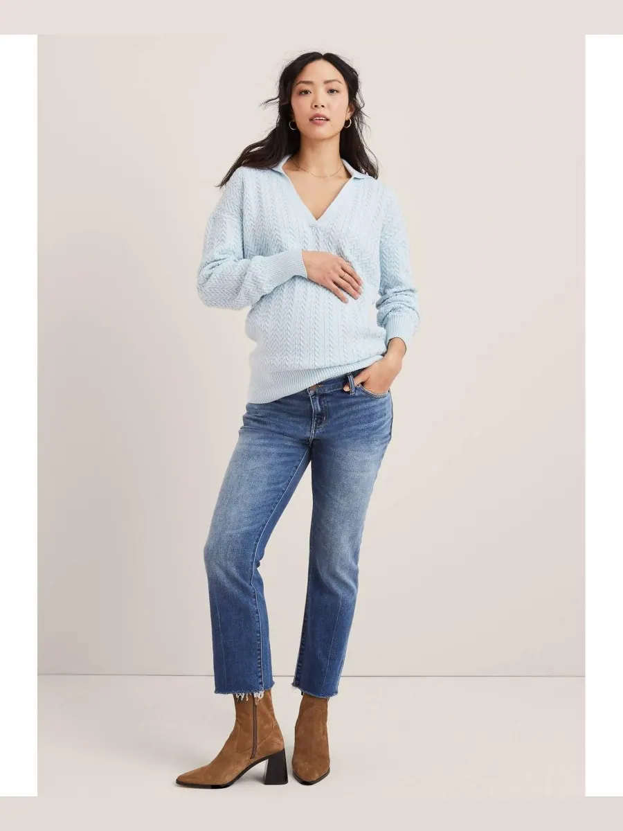 Джинсы для беременных Under the Bump Crop HATCH Collection — изображение 2 из 3, синий