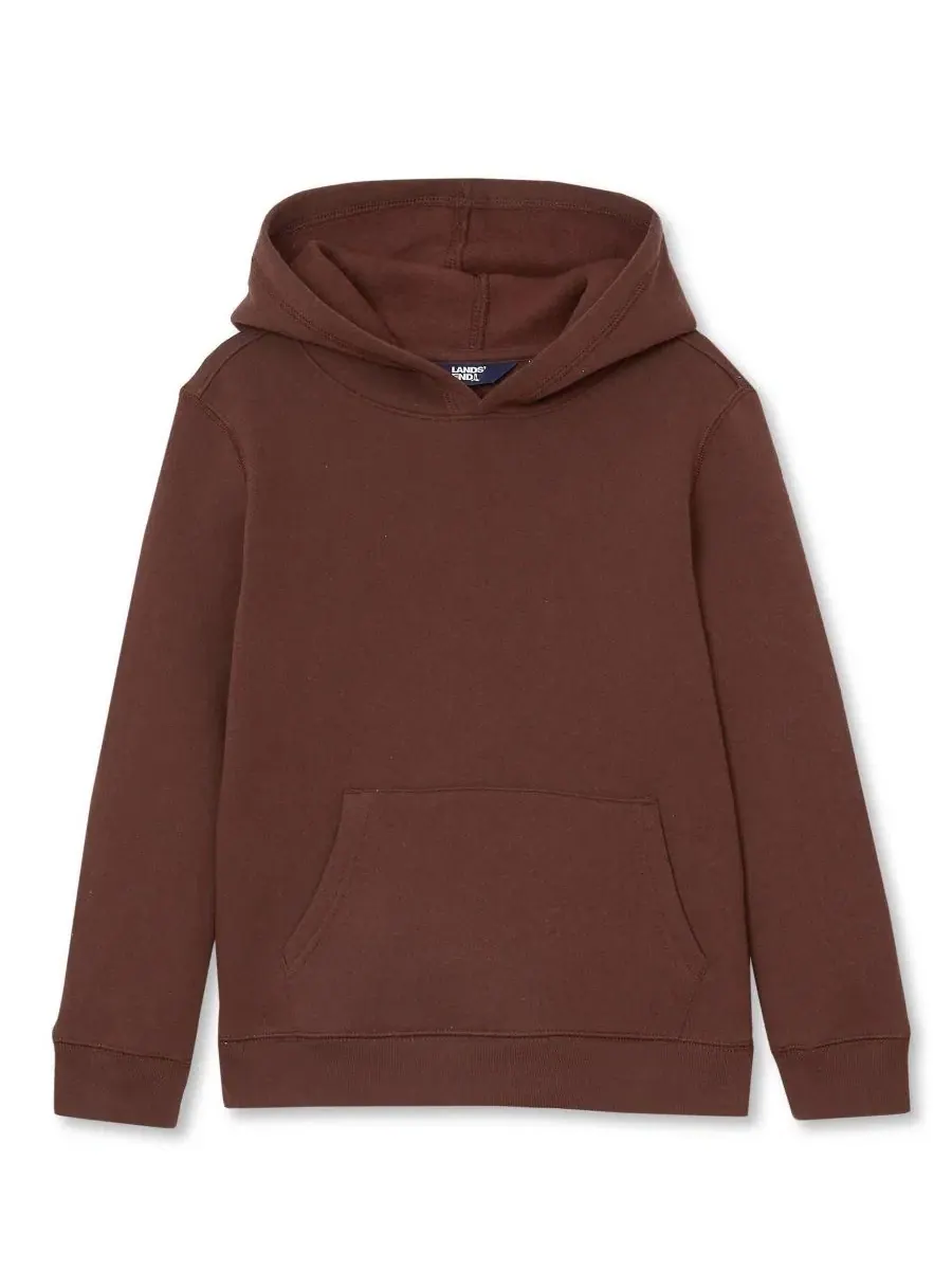 Детский худи из флиса с капюшоном, Husky Fleece Pullover Hoodie Lands' End — изображение 1 из 3, коричневый