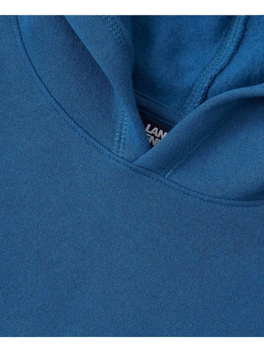 Детский худи из флиса с капюшоном и карманом-кенгуру, Husky Fleece Pullover Hoodie Lands' End — изображение 3 из 3, синий