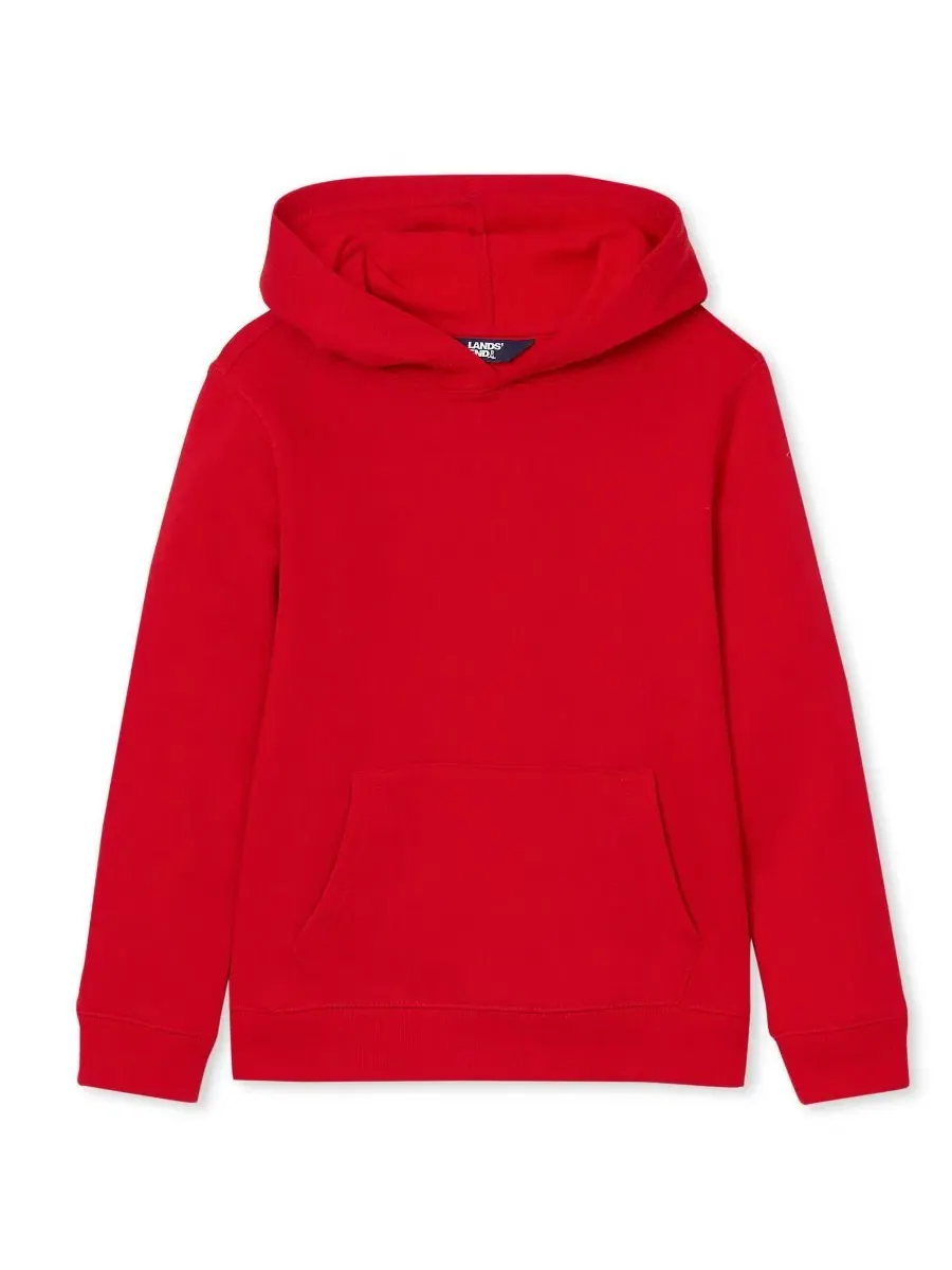 Детский худи с капюшоном из флиса, с карманом-кенгуру, Husky Fleece Lands' End — изображение 1 из 3, яркий красный