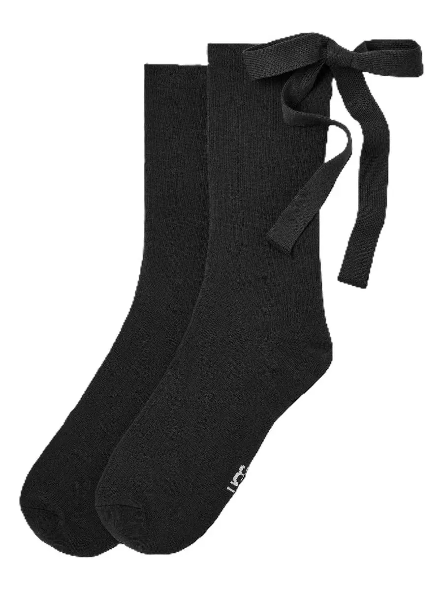 Носки с бантом UGG Serenella Bow Ribbed Crew — изображение 2 из 3, черный