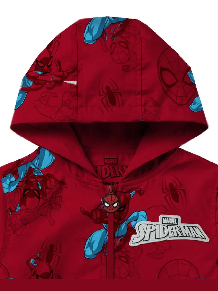 Детская ветровка с длинными рукавами и принтом, размер 2T-7 Spider-Man — изображение 3 из 3, красный