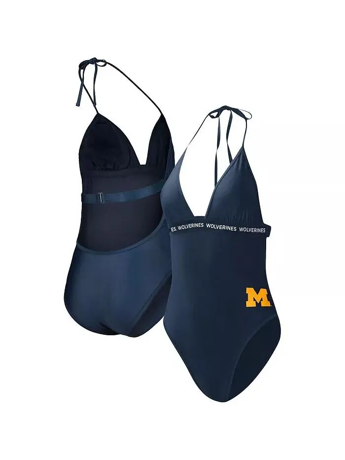 Женский цельный купальник темно-синего цвета Michigan Wolverines в полный рост G-Iii 4Her By Carl — синий