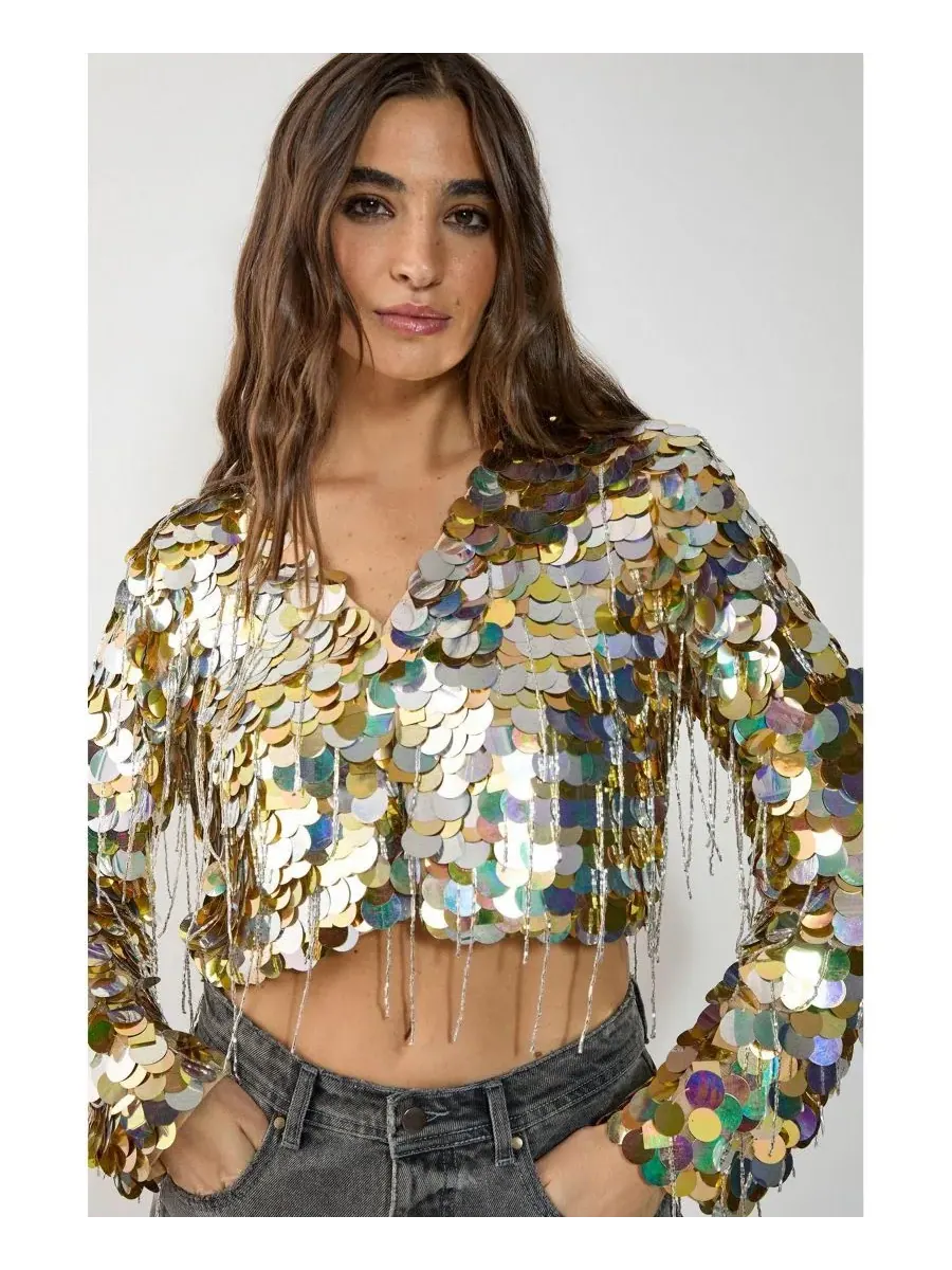 Женская куртка Disc Tassel Trophy Nasty Gal — изображение 4 из 8, золото