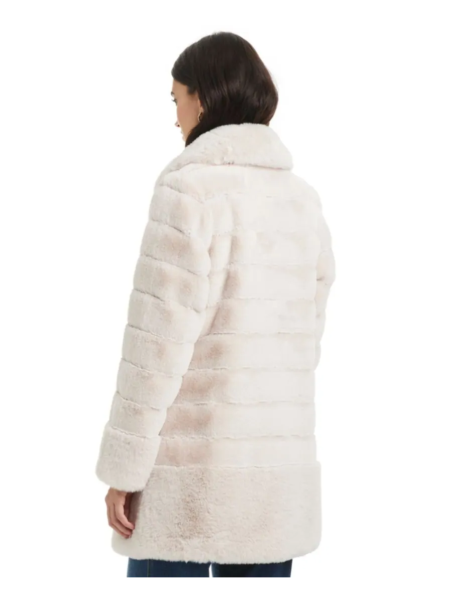 Женское пальто с воротником-стойкой из искусственного меха, размеры P/XXS-XXL Jones New York — изображение 2 из 5, шампань
