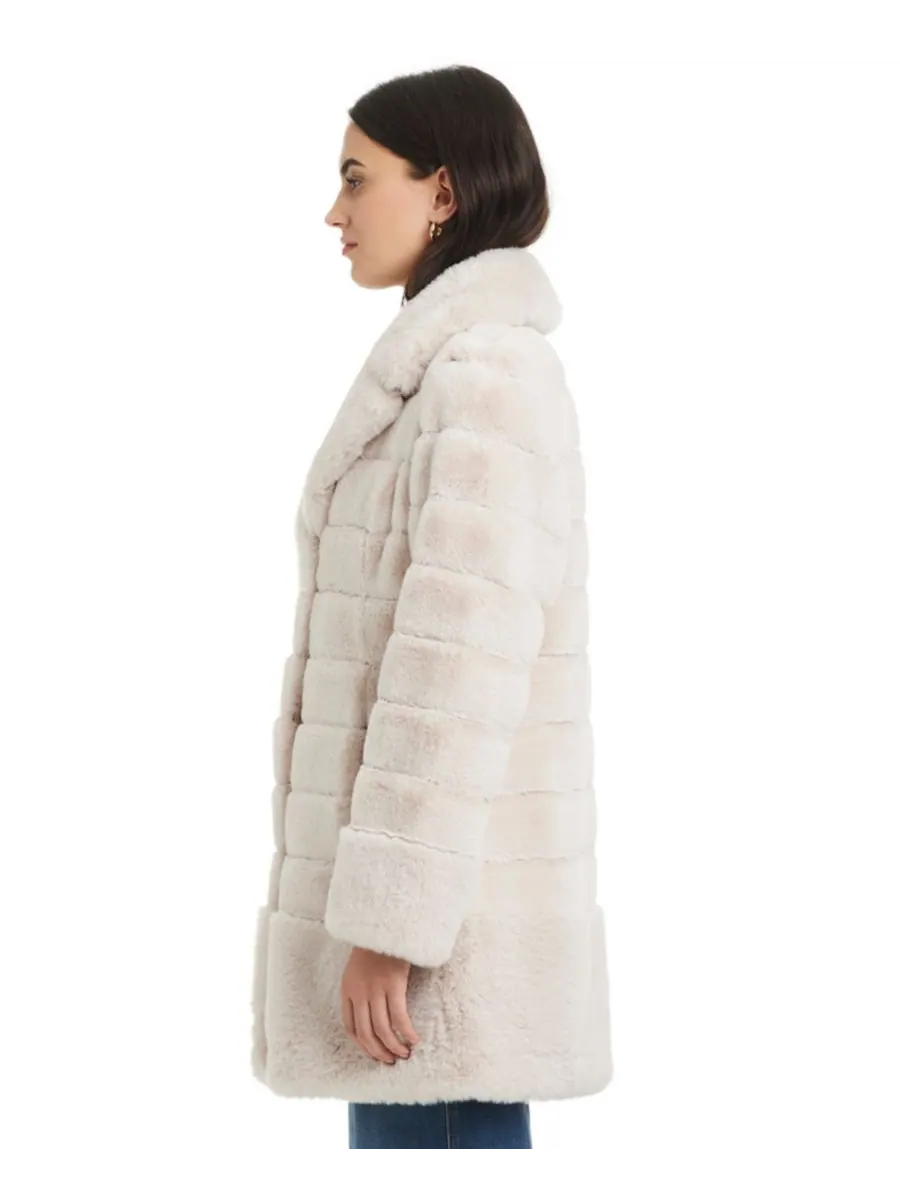 Женское пальто с воротником-стойкой из искусственного меха, размеры P/XXS-XXL Jones New York — изображение 5 из 5, шампань