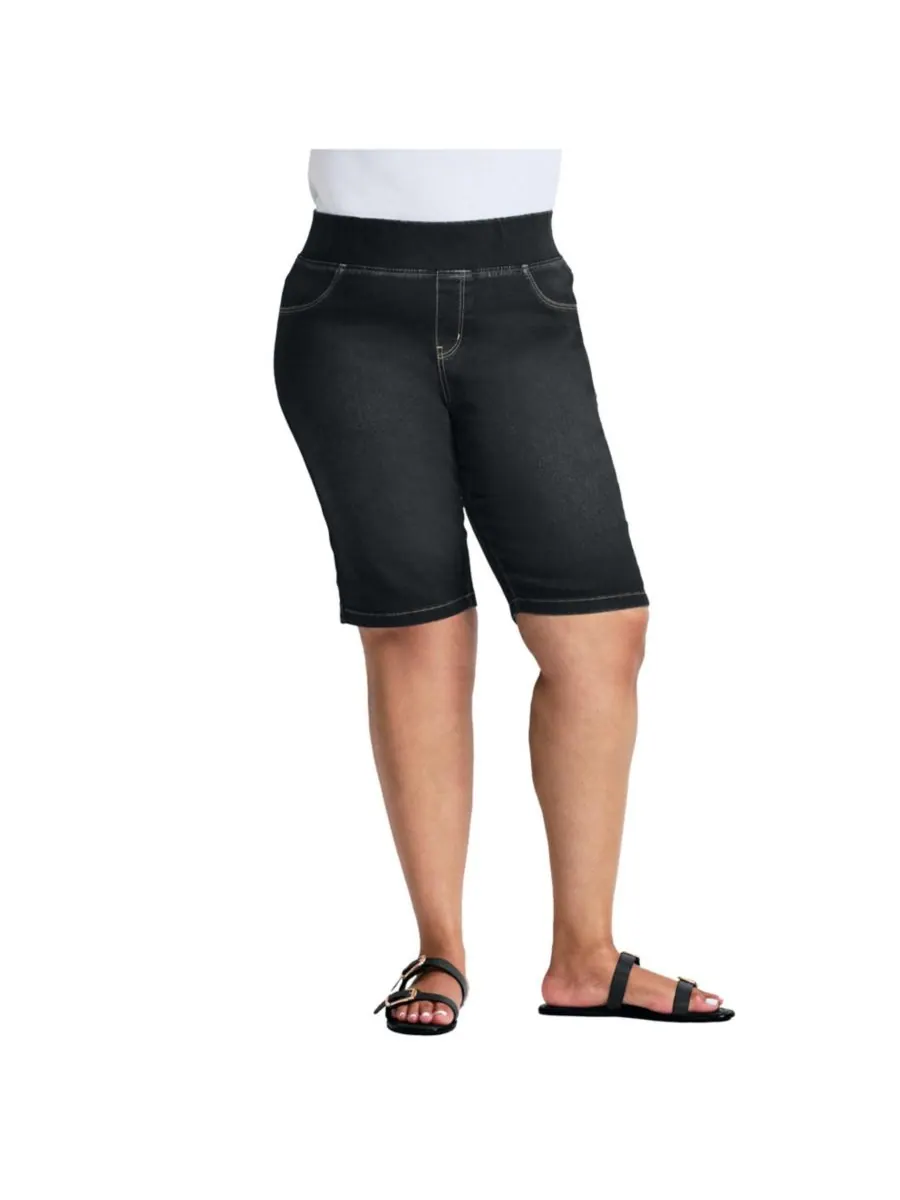 Женские джинсовые шорты Butter Denim Pull On Short AVENUE — изображение 1 из 3, черный