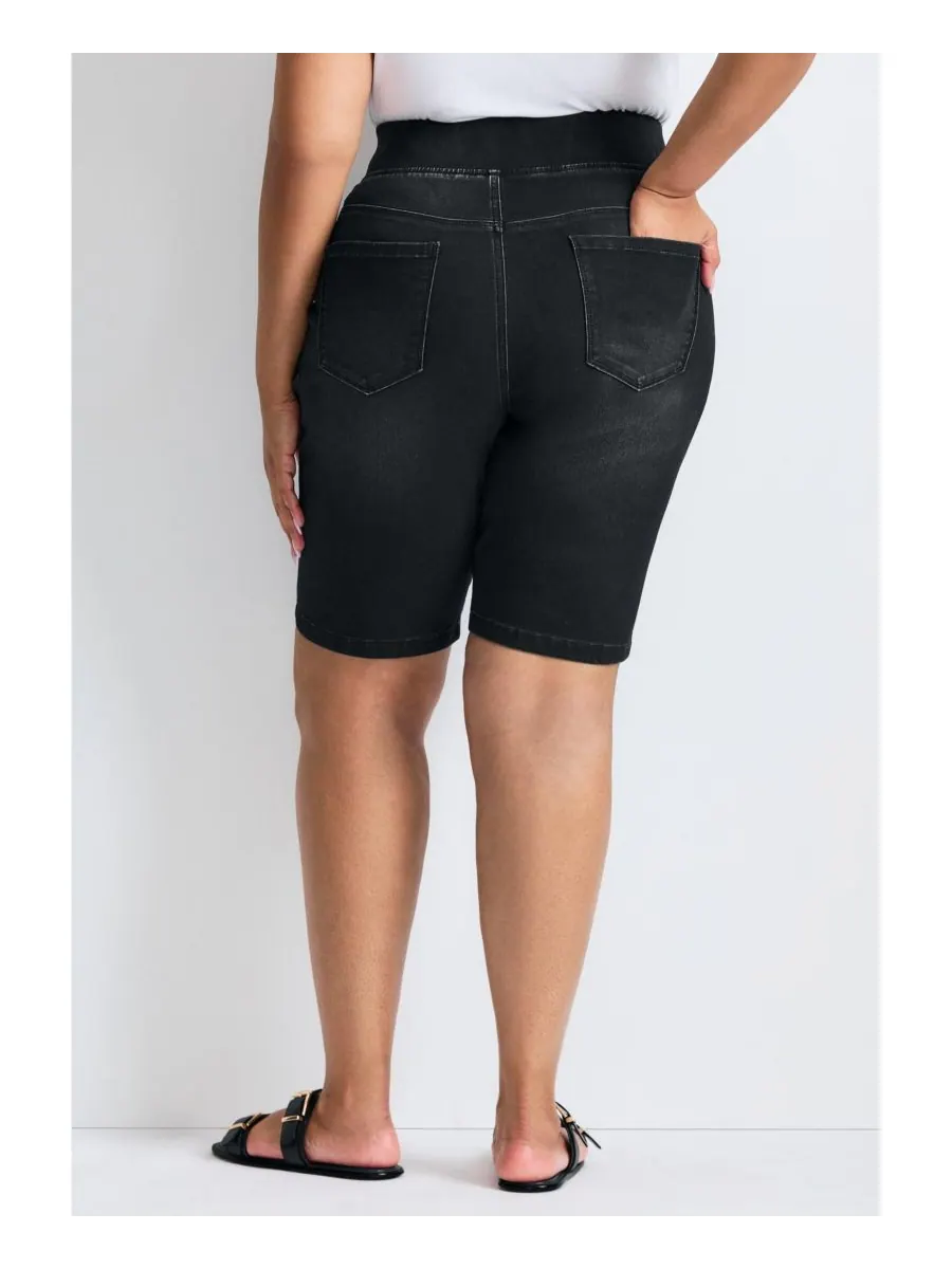 Женские джинсовые шорты Butter Denim Pull On Short AVENUE — изображение 2 из 3, черный