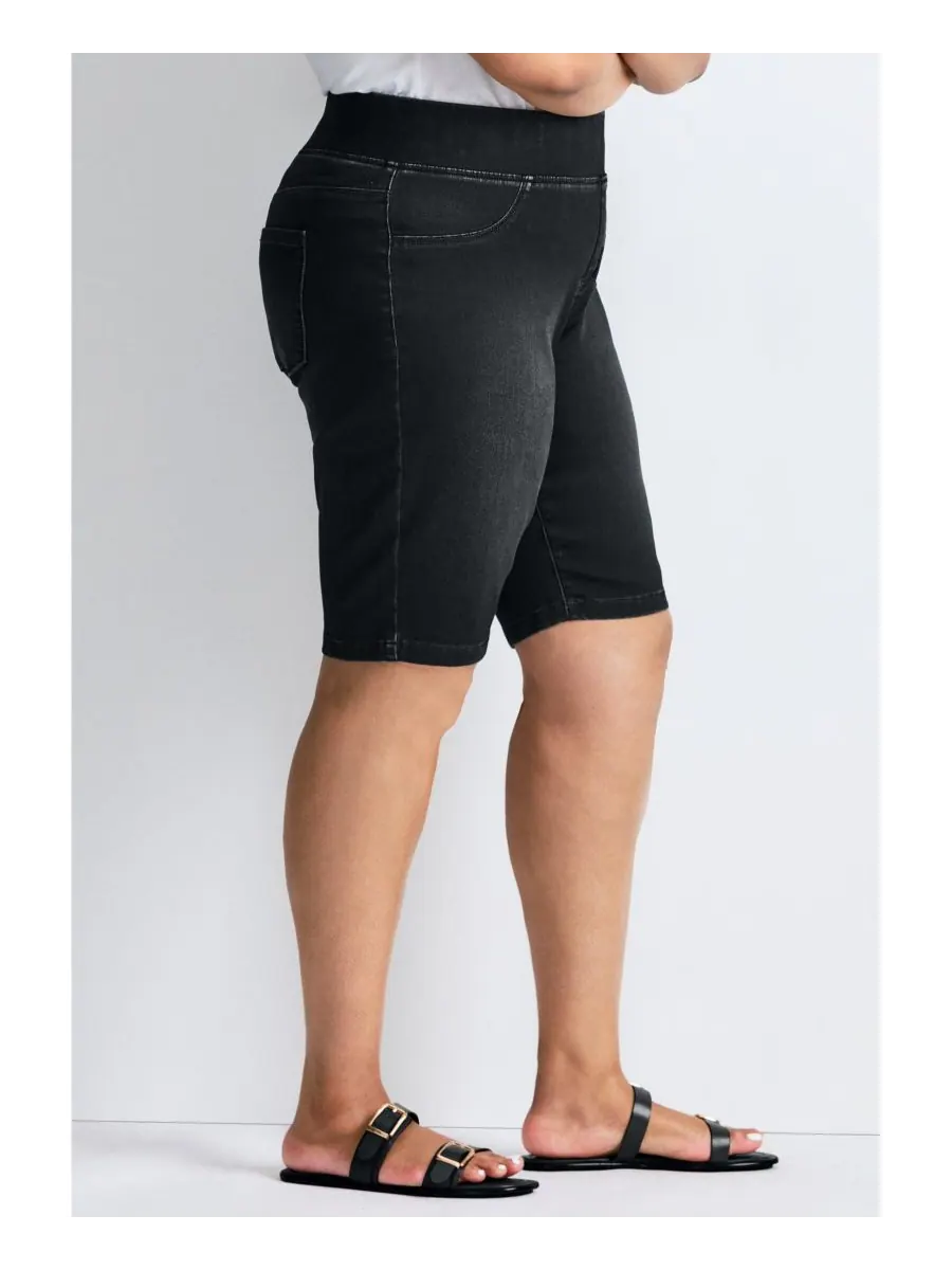 Женские джинсовые шорты Butter Denim Pull On Short AVENUE — изображение 3 из 3, черный