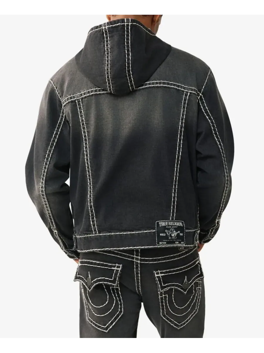 Мужская джинсовая куртка с капюшоном True Religion — изображение 3 из 3, черный
