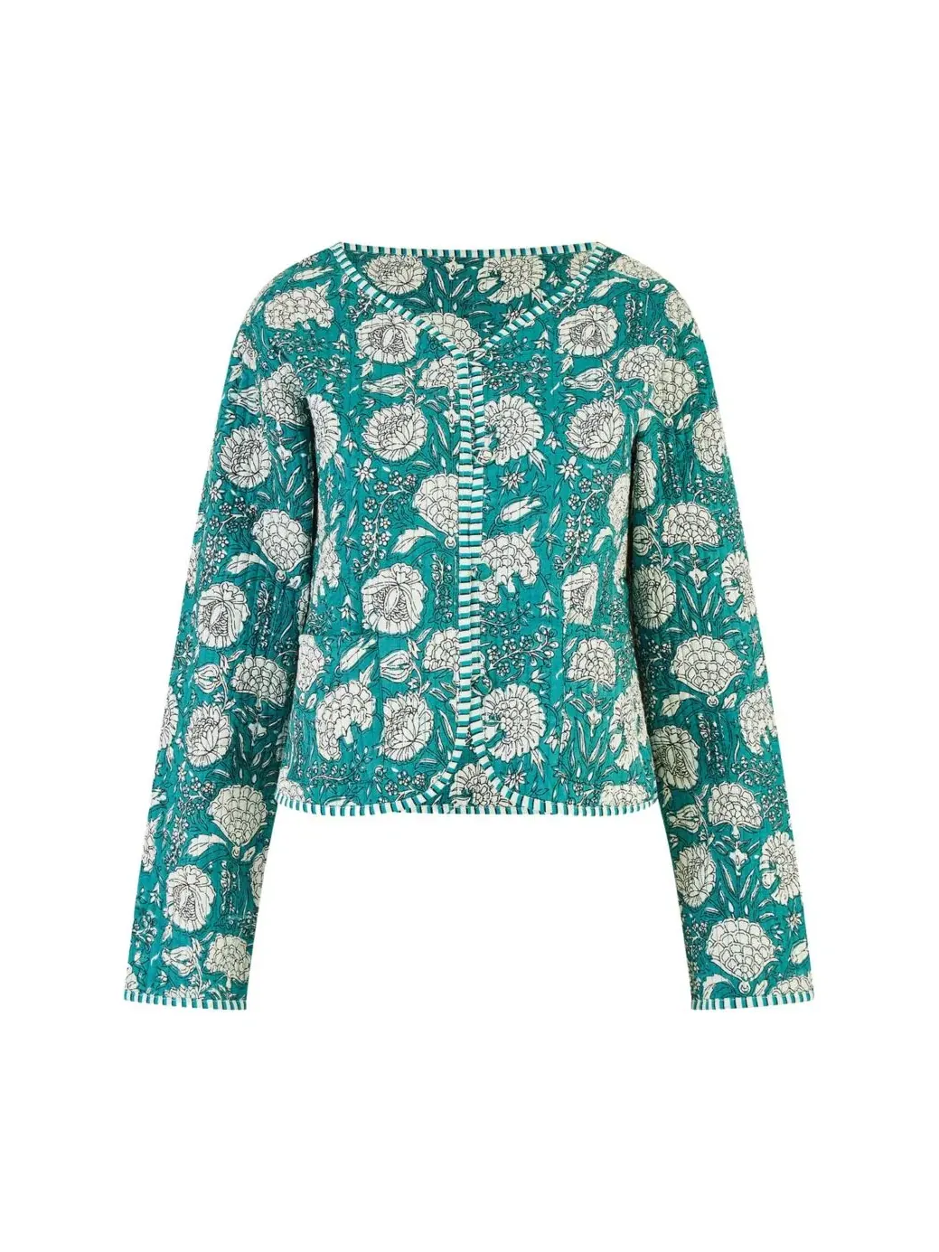 Женское стеганое куртка-бомбер с принтом, модель Floral Patchwork Reversible Yumi — изображение 4 из 4, зеленый