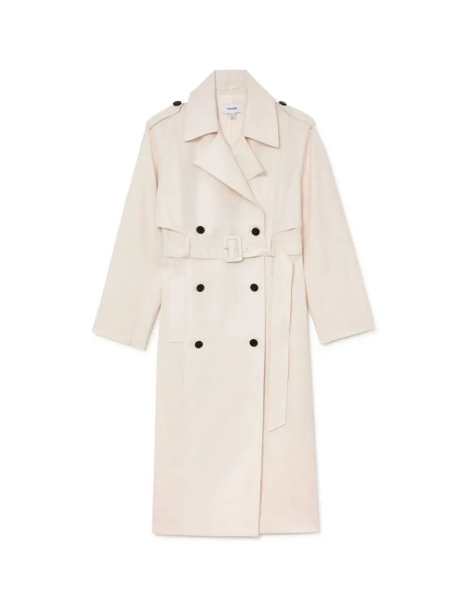 Плащ-тренч с поясом Charli Linien-Blend Double-Breasted REISS — изображение 3 из 5, белый