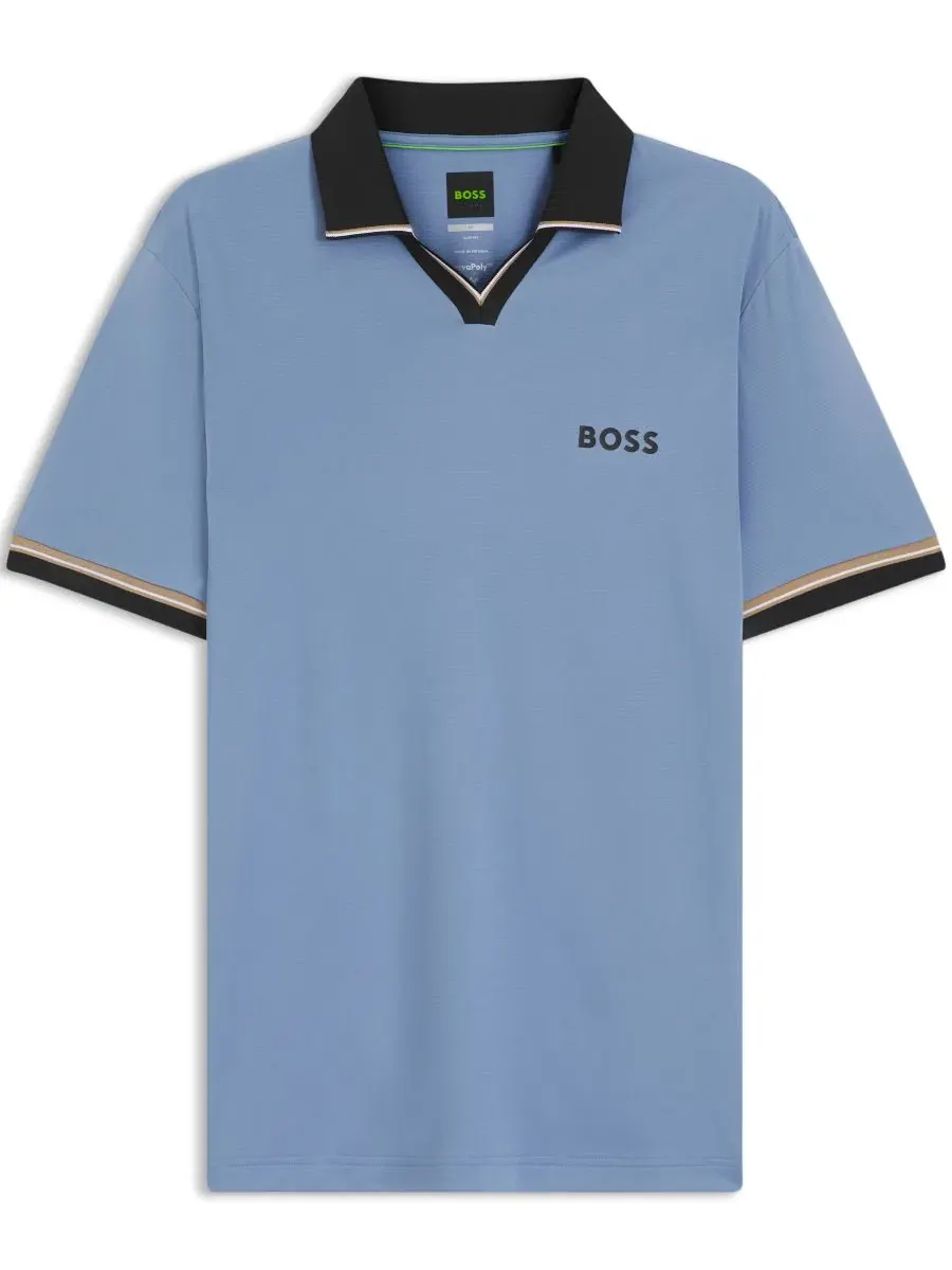 Поло с коротким рукавом, слим-фит, с контрастной полосой на воротнике Hugo Boss — изображение 2 из 5, синий