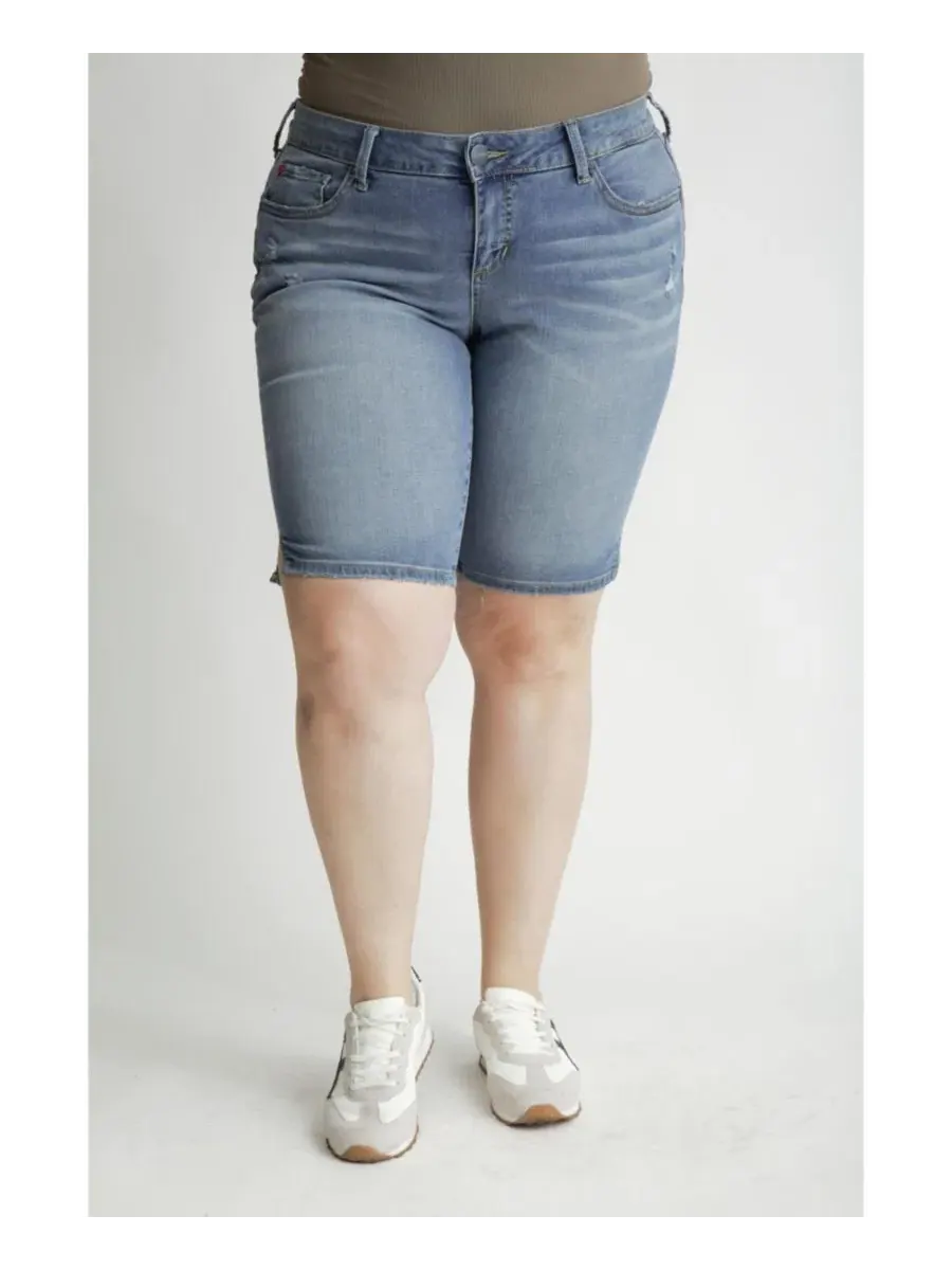 Джинсовые бермуды с боковыми разрезами, длина 29 см SLINK Jeans — мульти