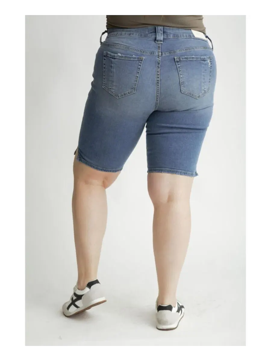 Джинсовые бермуды с боковыми разрезами, длина 29 см SLINK Jeans — изображение 2 из 2, нет цвета