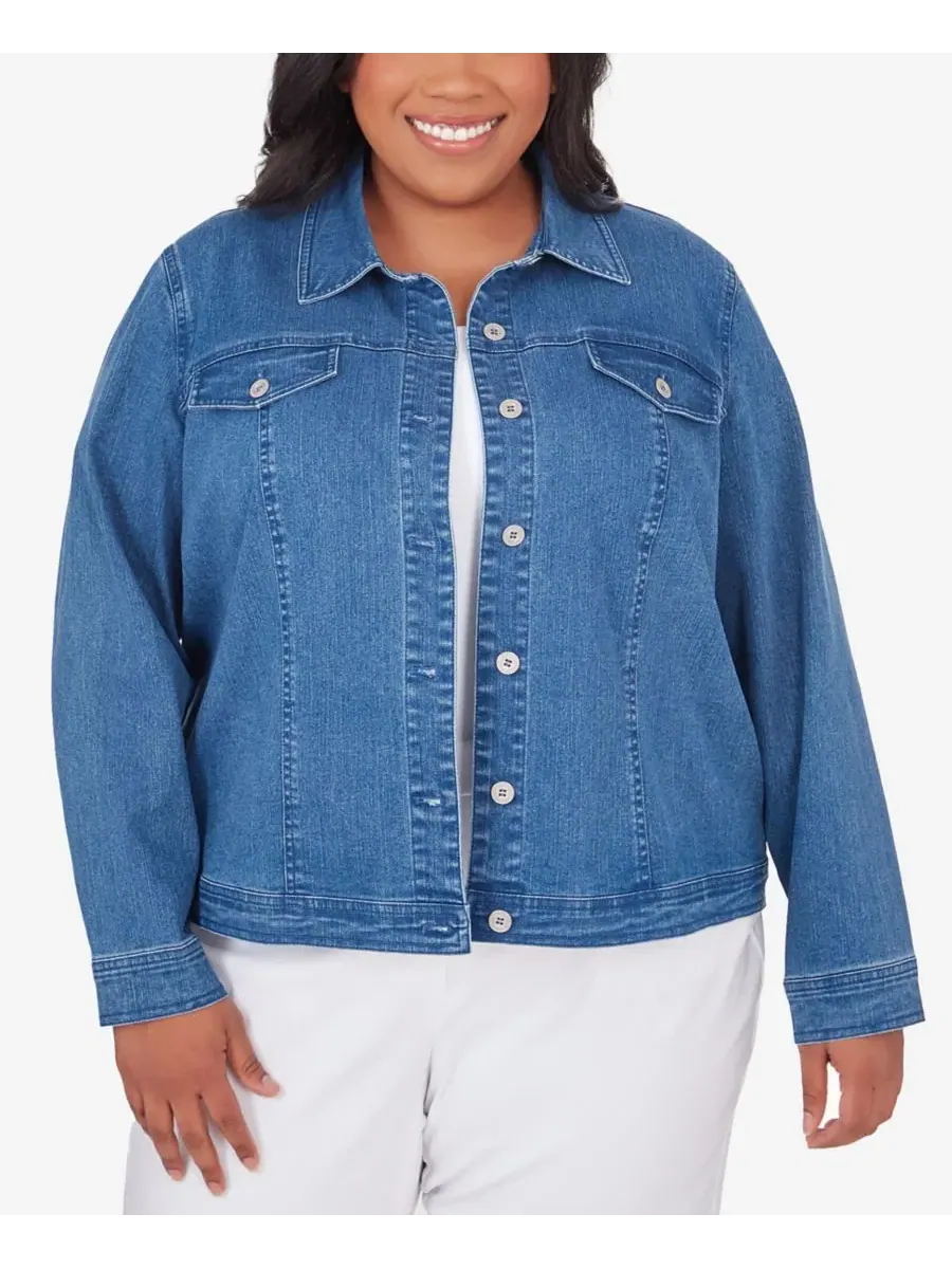 Джинсовая куртка с длинным рукавом Plus Size Fit Alfred Dunner