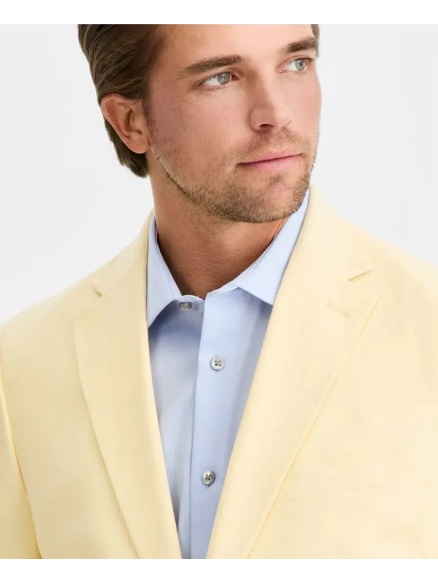 Мужской пиджак современного кроя из льняной смеси Tommy Hilfiger — изображение 2 из 5, светлый желтый