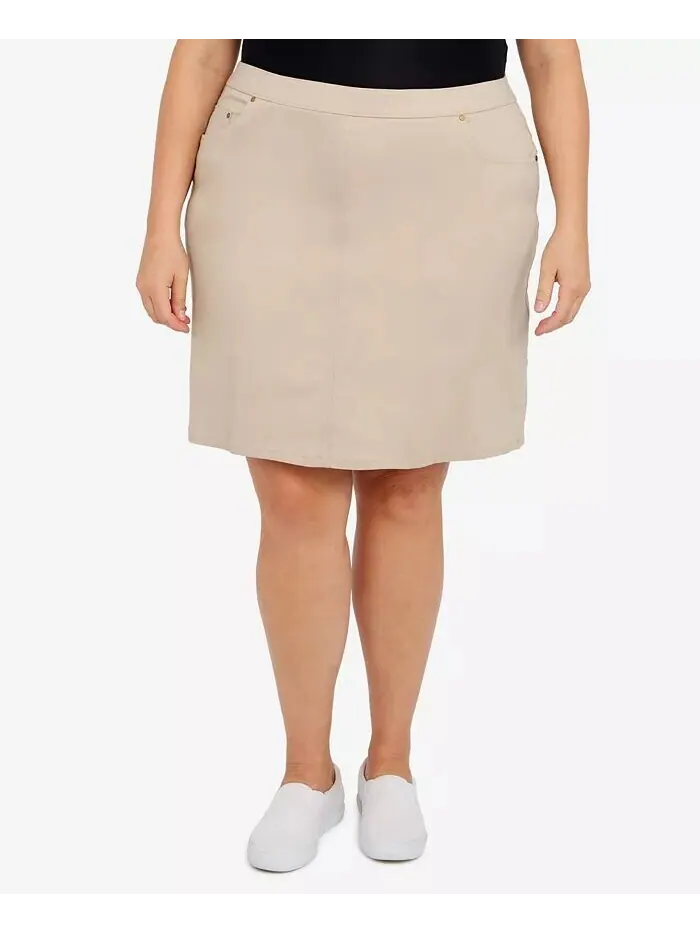 Юбка-шорты Plus Size Essentials Tech Stretch с эластичным поясом HEARTS OF PALM — изображение 1 из 4, чино