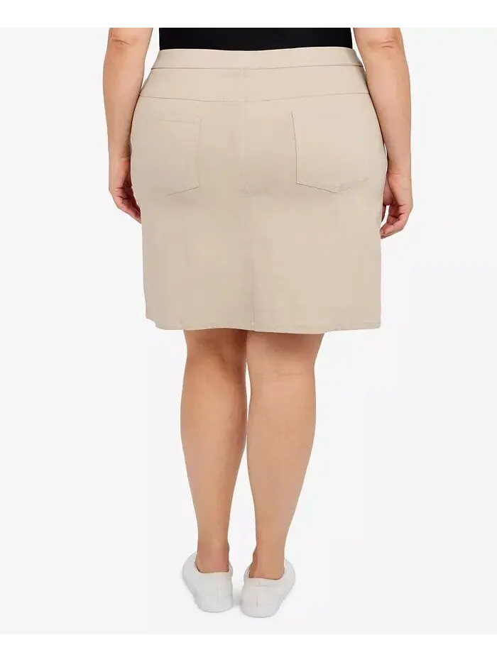 Юбка-шорты Plus Size Essentials Tech Stretch с эластичным поясом HEARTS OF PALM — изображение 2 из 4, чино