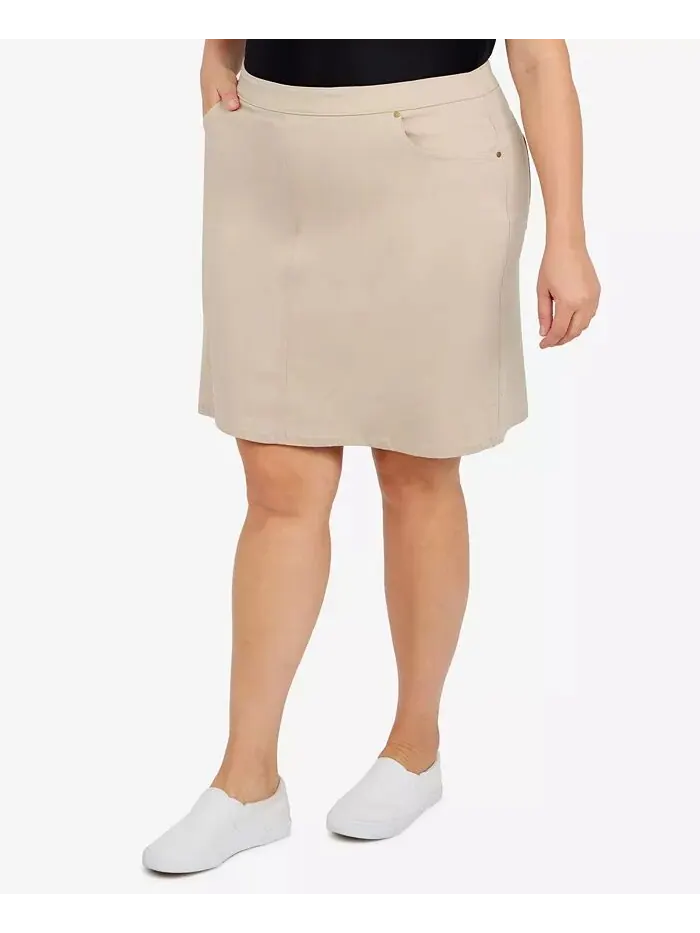 Юбка-шорты Plus Size Essentials Tech Stretch с эластичным поясом HEARTS OF PALM — изображение 3 из 4, чино