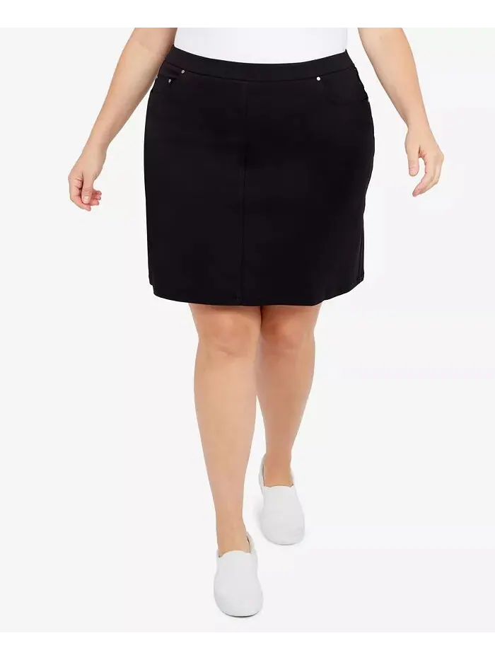 Юбка-шорты Plus Size Essentials Tech Stretch с эластичным поясом HEARTS OF PALM — изображение 1 из 4, черный