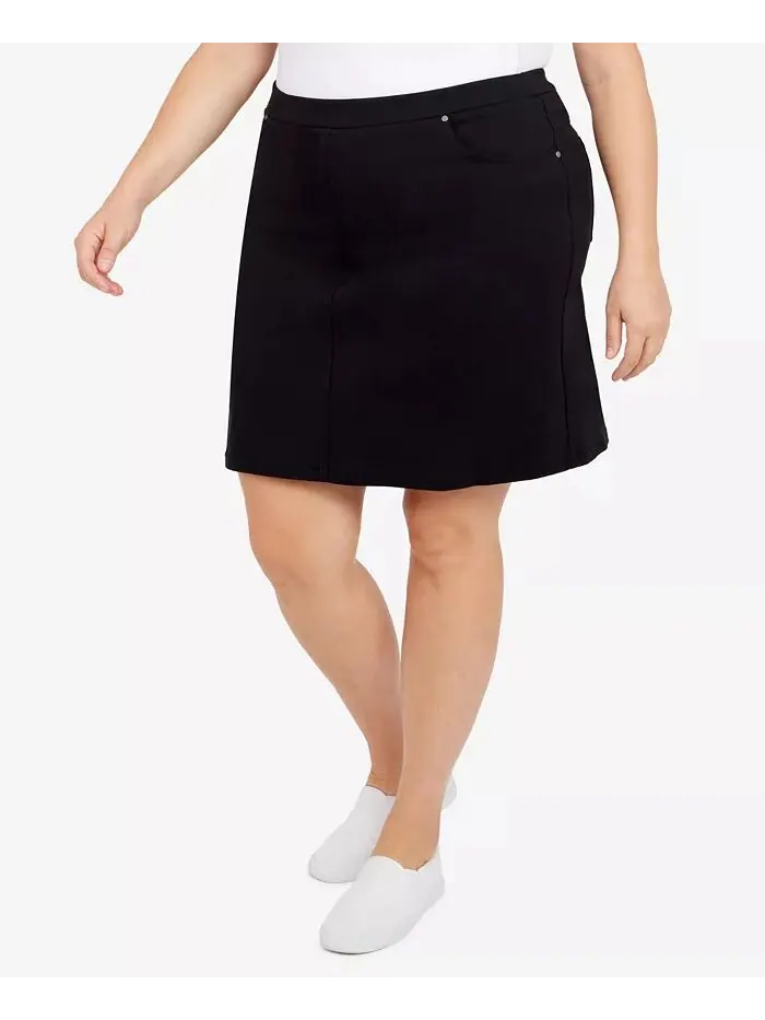Юбка-шорты Plus Size Essentials Tech Stretch с эластичным поясом HEARTS OF PALM — изображение 3 из 4, черный