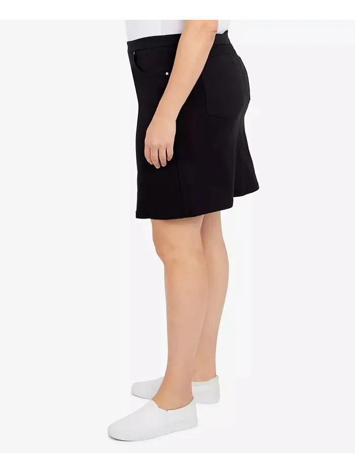 Юбка-шорты Plus Size Essentials Tech Stretch с эластичным поясом HEARTS OF PALM — изображение 4 из 4, черный
