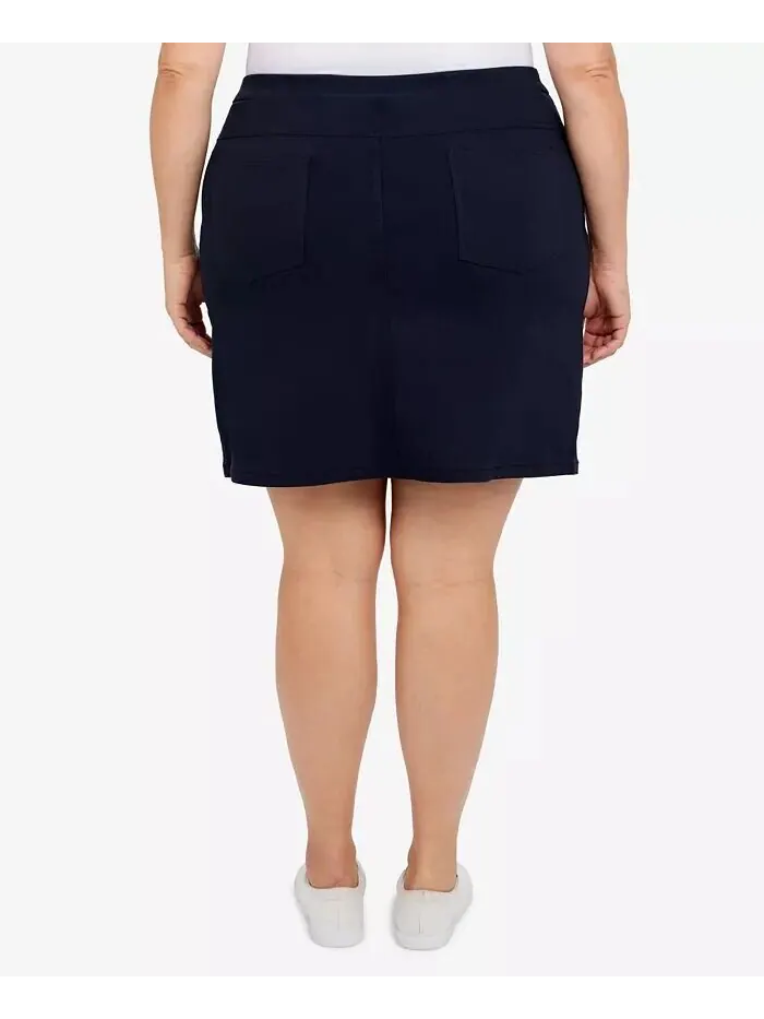 Юбка-шорты Plus Size Essentials Tech Stretch с эластичным поясом HEARTS OF PALM — изображение 2 из 4, темно-синий