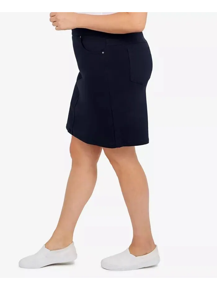 Юбка-шорты Plus Size Essentials Tech Stretch с эластичным поясом HEARTS OF PALM — изображение 4 из 4, темно-синий