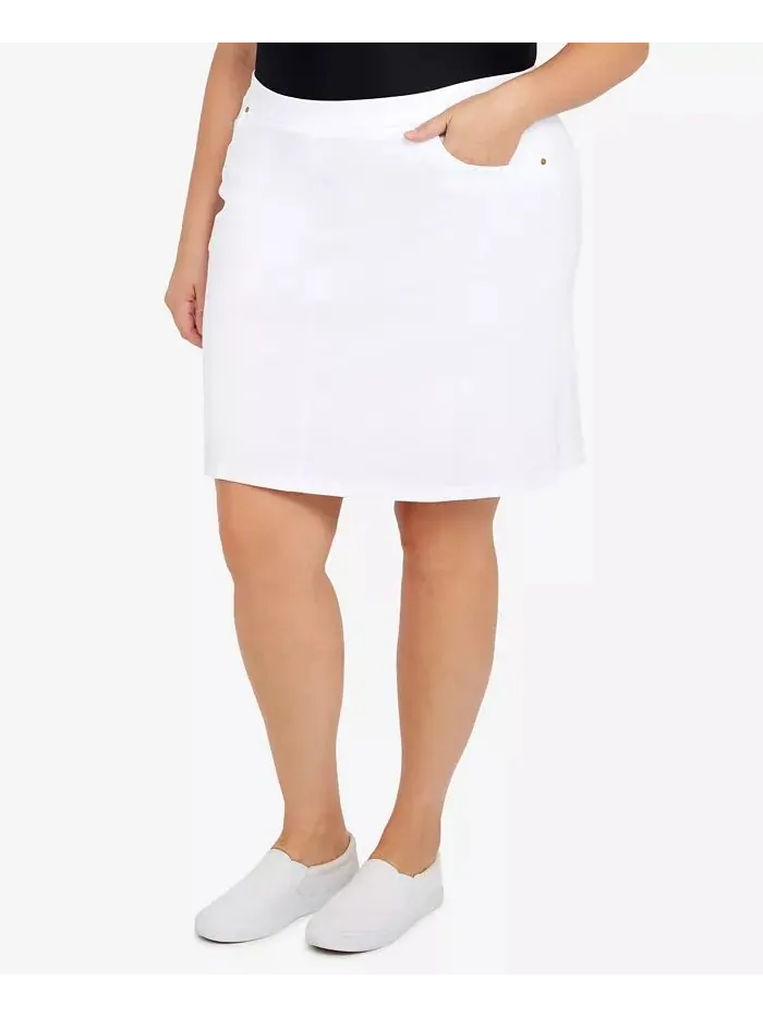 Юбка-шорты Plus Size Essentials Tech Stretch с эластичным поясом HEARTS OF PALM — изображение 3 из 4, белый