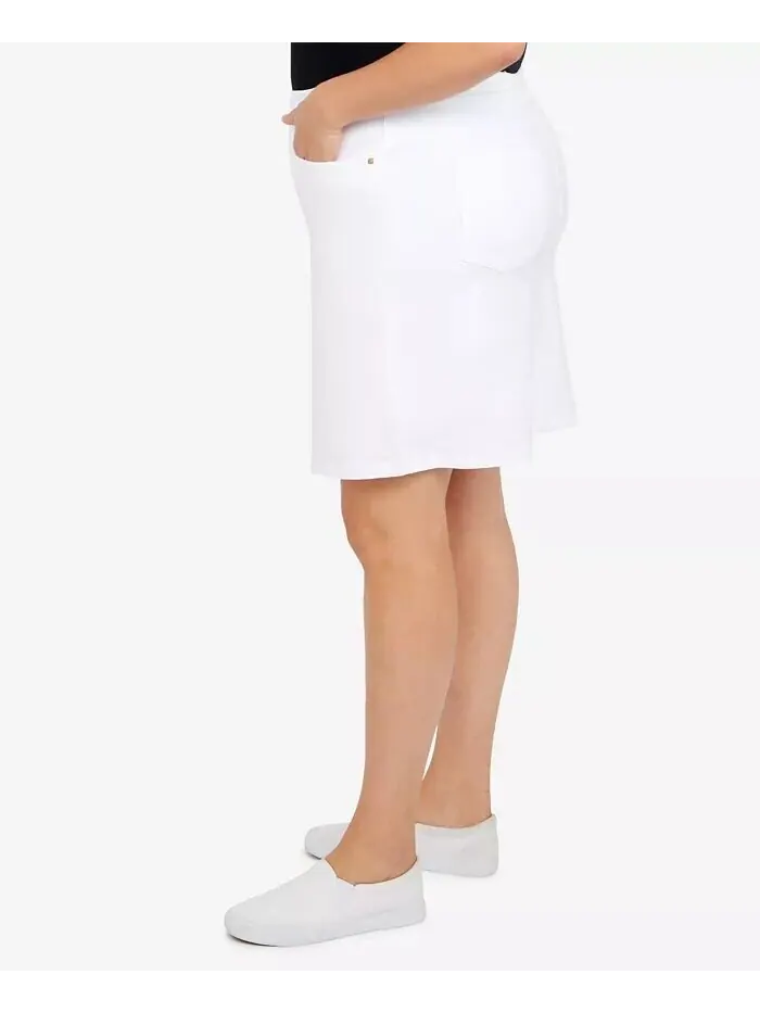 Юбка-шорты Plus Size Essentials Tech Stretch с эластичным поясом HEARTS OF PALM — изображение 4 из 4, белый
