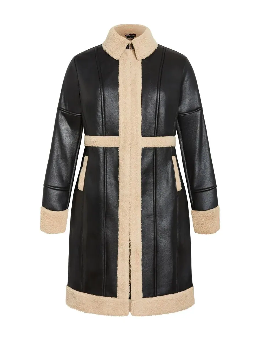 Женское пальто Хейден City Chic — изображение 3 из 3, коричневый