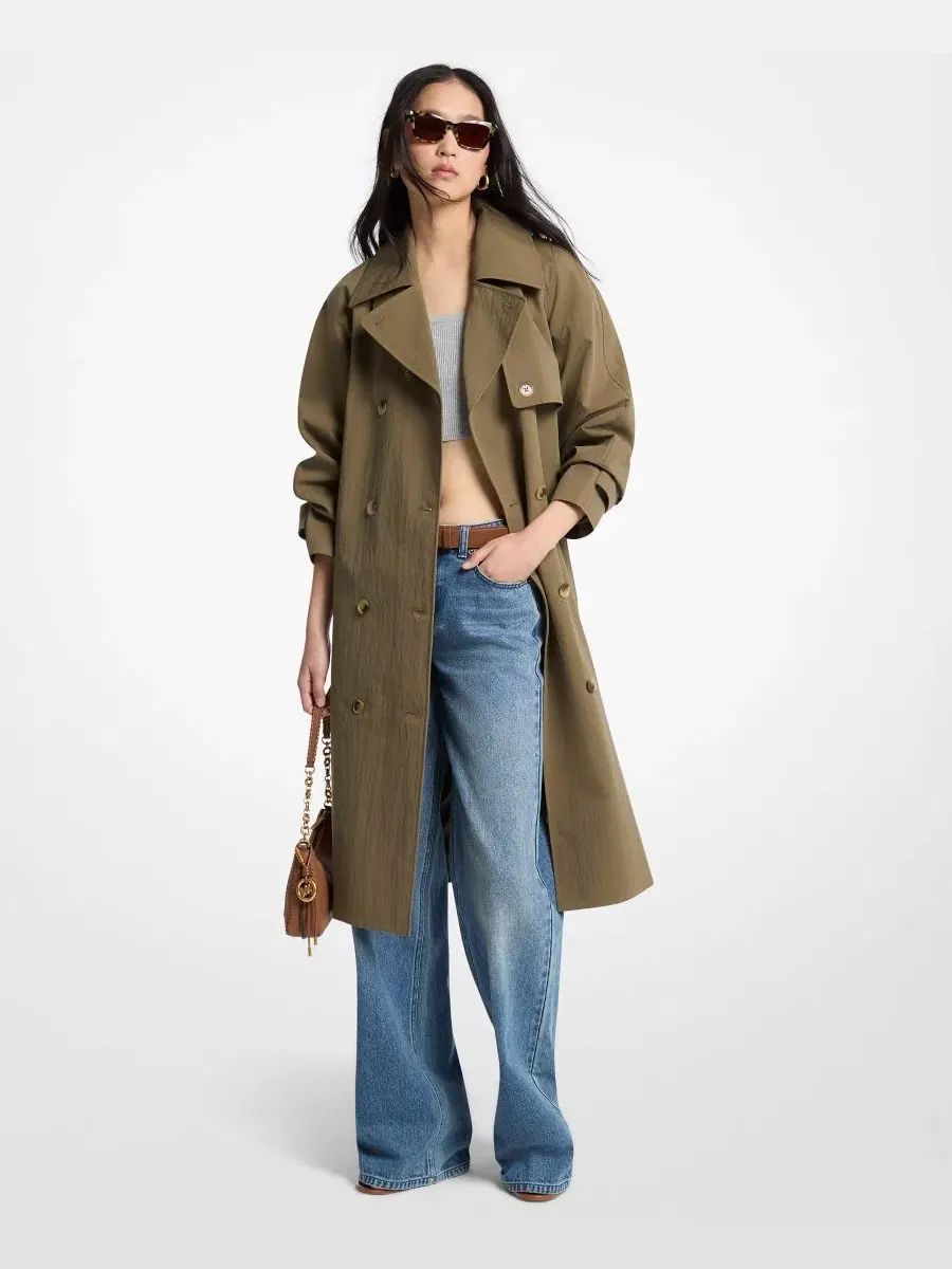 Женский тренч с воротником, свободного кроя и поясом Michael Kors, Duffle