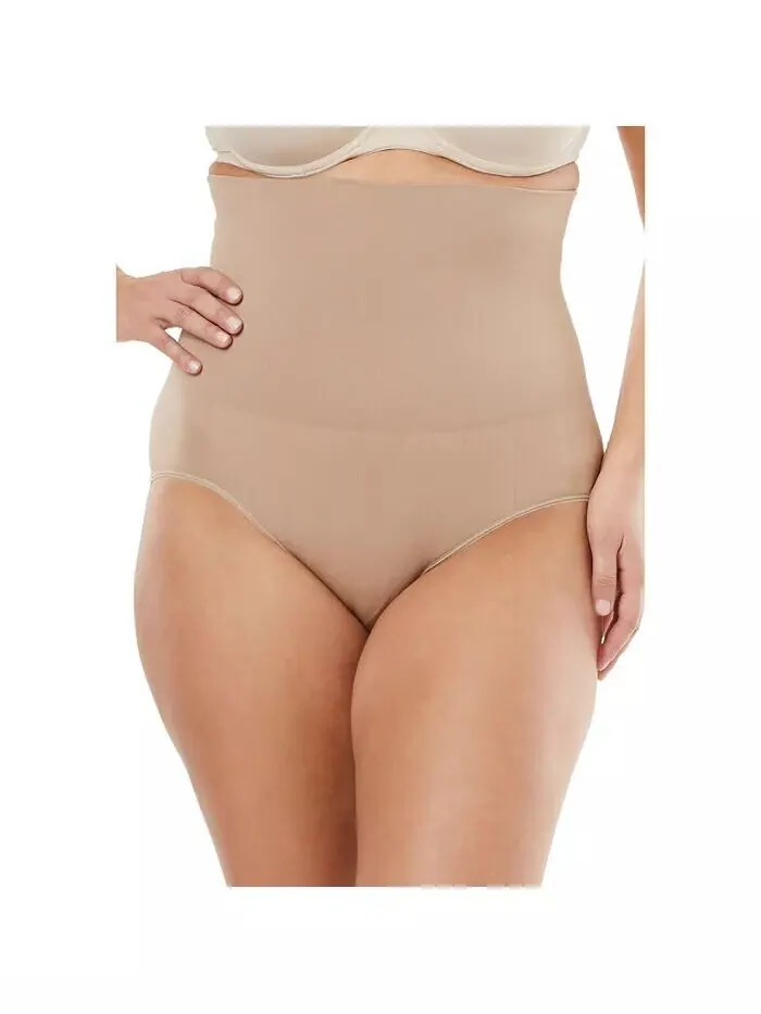 Женские бесшовные трусы-брифы с высокой талией Instant Shaper размера Plus Secret Solutions — бежевый