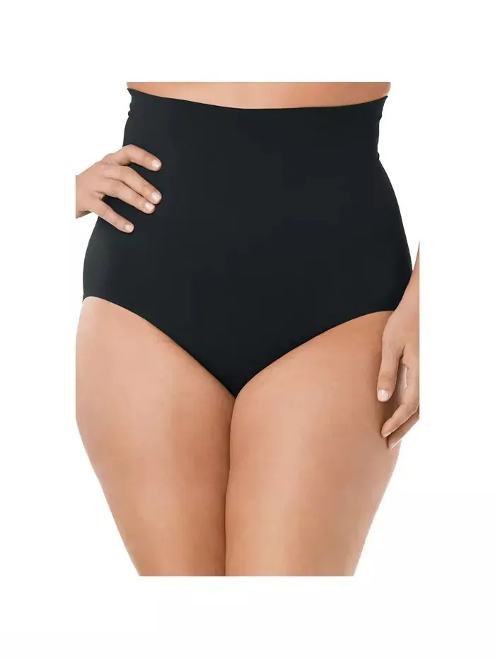 Женские бесшовные трусы-брифы с высокой талией Instant Shaper размера Plus Secret Solutions — черный