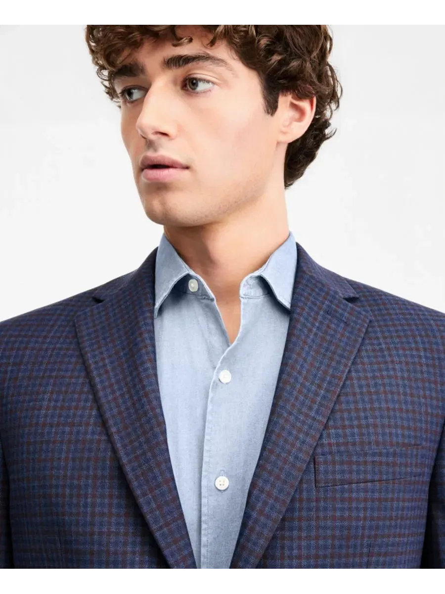 Пиджак мужской Modern Fit с принтом в клетку Tommy Hilfiger — изображение 3 из 4, синий/винный