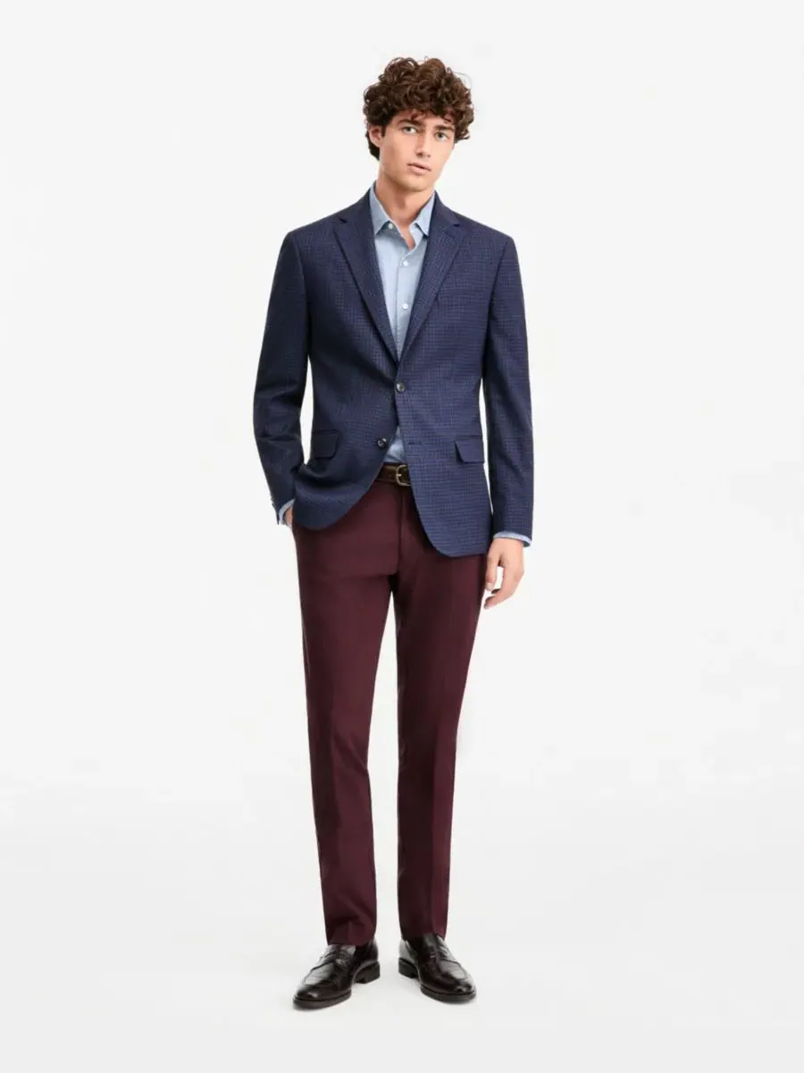 Пиджак мужской Modern Fit с принтом в клетку Tommy Hilfiger — изображение 4 из 4, синий/винный