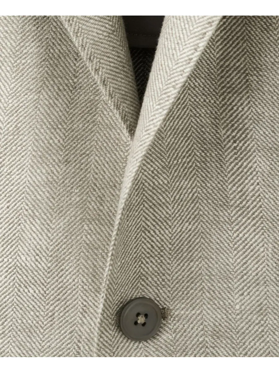 Мужской пиджак прямого кроя из льна с лацканами, Slim Fit MANGO — изображение 6 из 7, зеленый