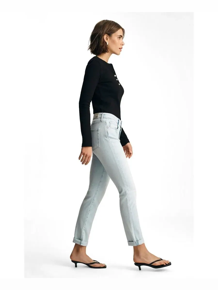 Джинсы boyfriend с заниженной талией Bleached Feather Blue Mavi Jeans — изображение 2 из 6, синий