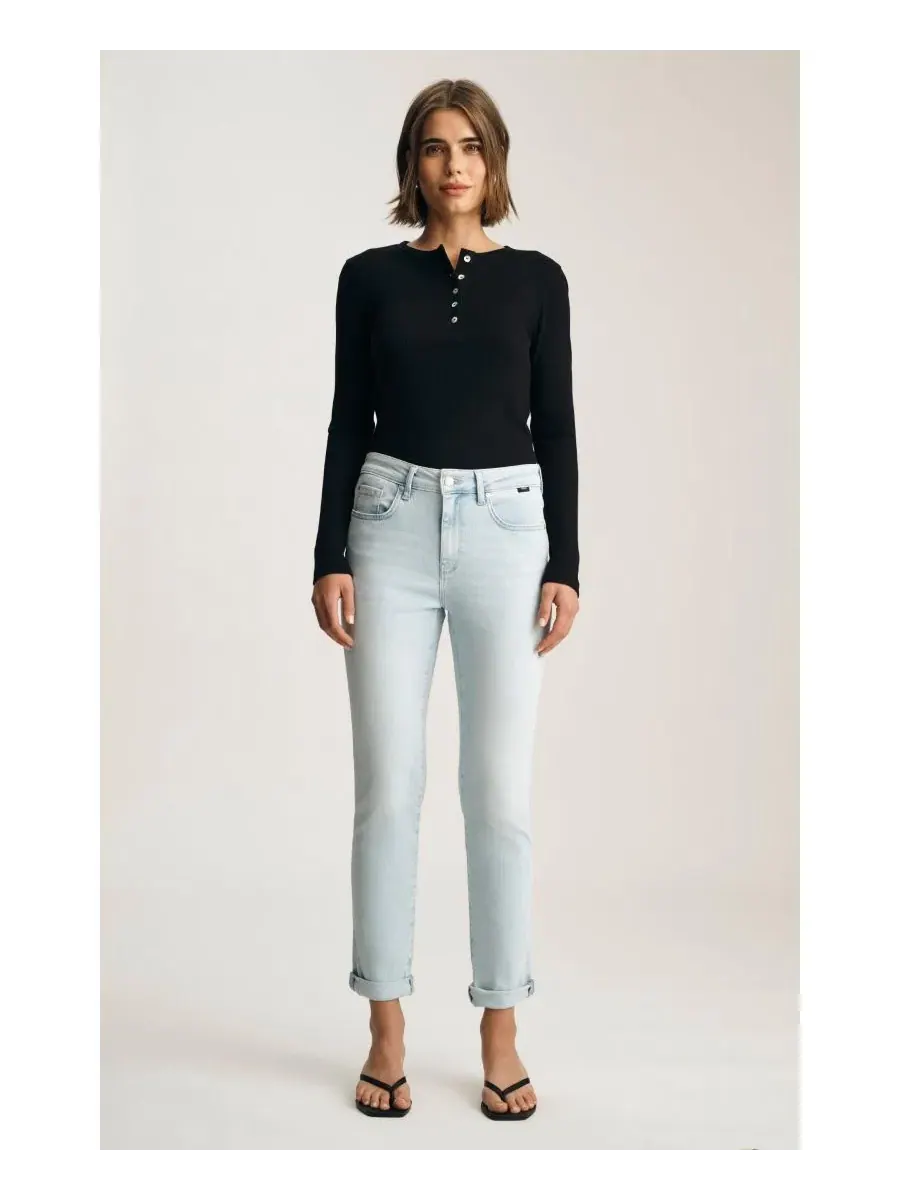 Джинсы boyfriend с заниженной талией Bleached Feather Blue Mavi Jeans — изображение 4 из 6, синий