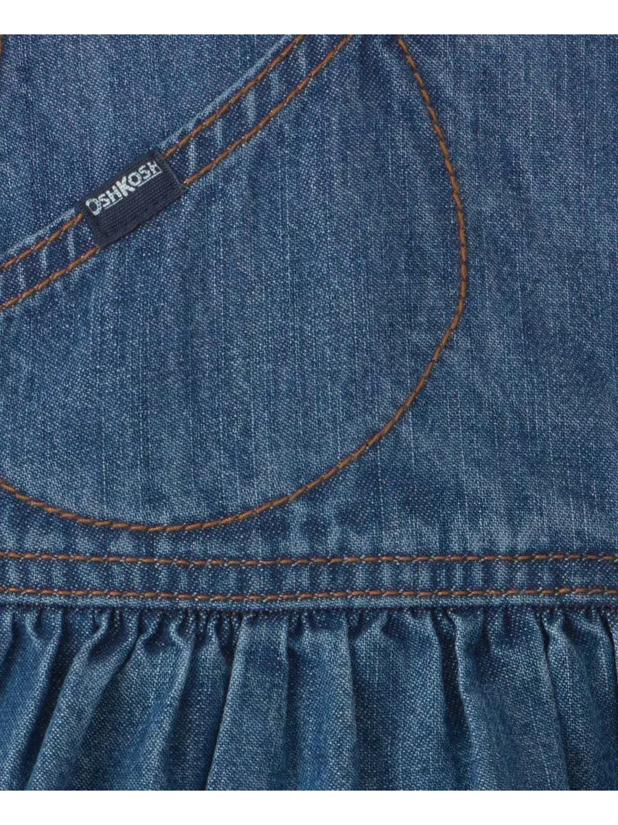 Комплект из топа с длинным рукавом и джинсового сарафана Osh Kosh — изображение 6 из 6, светлая стирка
