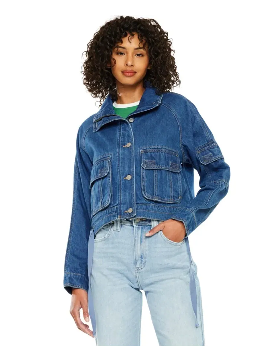 Джинсовая куртка-ветровка Jailene Denim Windbreaker KanCan — изображение 3 из 8, черный