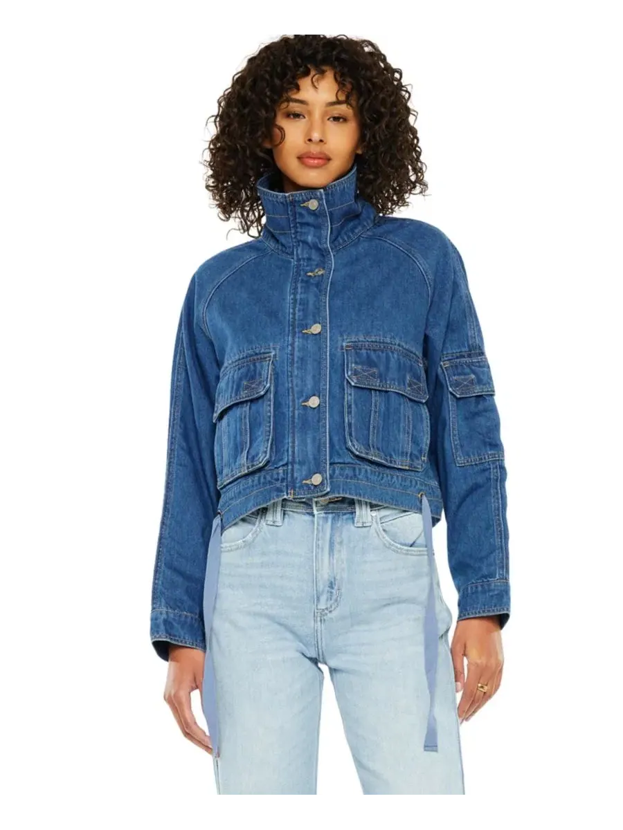 Джинсовая куртка-ветровка Jailene Denim Windbreaker KanCan — изображение 7 из 8, черный