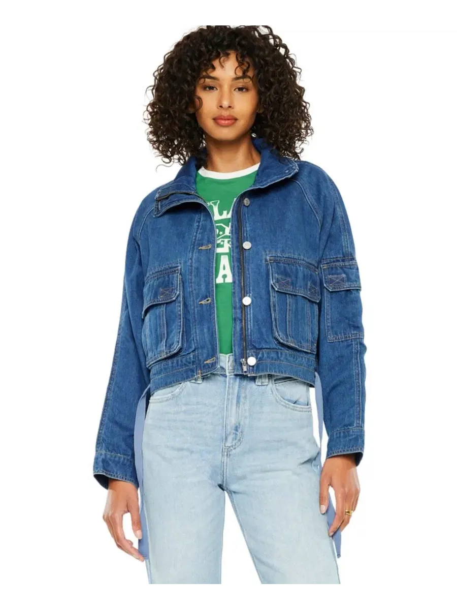 Джинсовая куртка-ветровка Jailene Denim Windbreaker KanCan — изображение 8 из 8, черный
