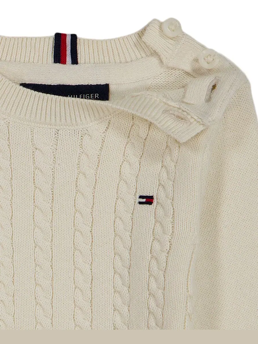 Комплект из боди и шапки с косами Tommy Hilfiger — изображение 3 из 4, бежевый